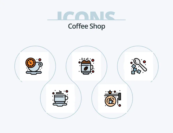 Coffee Shop Line Filled Icon Pack Icon Design Coffee Bar — Stock vektor