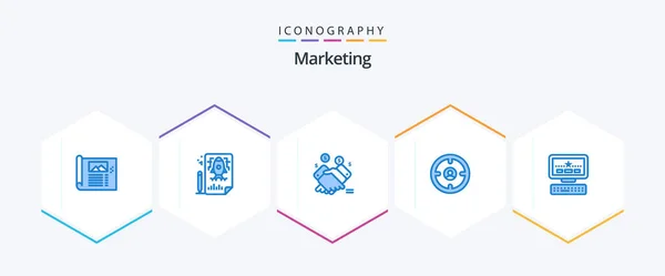 Marketing Blue Icon Pack Including Head Finance File Business Sales — Archivo Imágenes Vectoriales