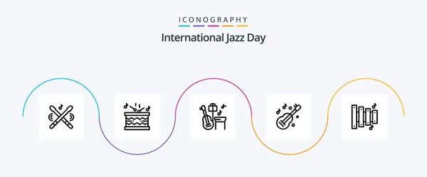 International Jazz Day Line Icon Pack Including Music Custom Song — Stok Vektör