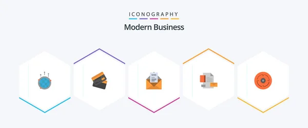 Modern Business Flat Icon Pack Including Letter Business Cards Email — Image vectorielle