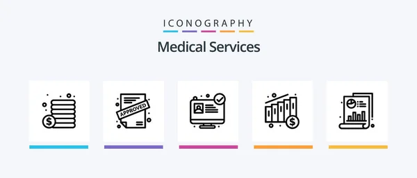 Medical Services Line Icon Pack Including Dollar Hospital Medical Money — Stock Vector