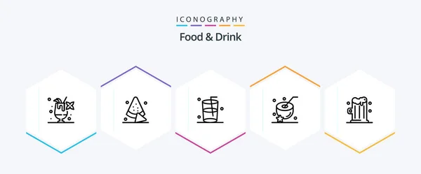 Food Drink Line Icon Pack Including Beer Drink Glass Food — Stock Vector