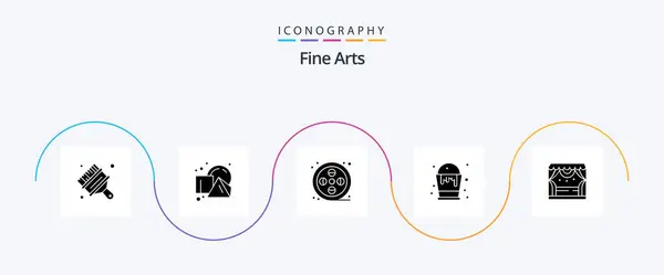 Fine Arts Glyph Icon Pack Including Spotlight Arts Real Art — Image vectorielle