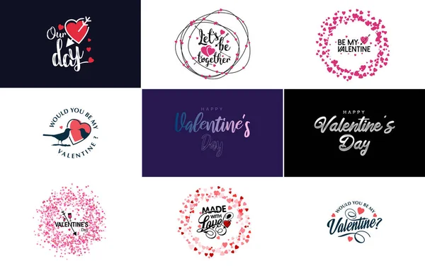 Happy Valentine Day Greeting Card Template Floral Theme Pink Color — Διανυσματικό Αρχείο