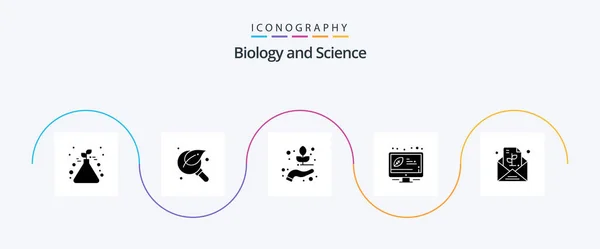Biology Glyph Icon Pack Including Message Efficient Search Ecology Biology — Stok Vektör