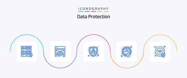 Data Protection Blue Icon Pack Including Security Bug Protection Security — Stockvector