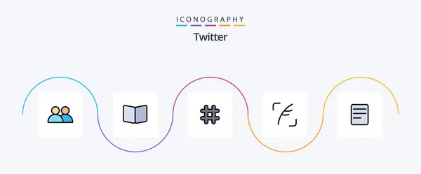 Twitter Line Filled Flat Icon Pack Including Twitter Bird Cover — Stock vektor