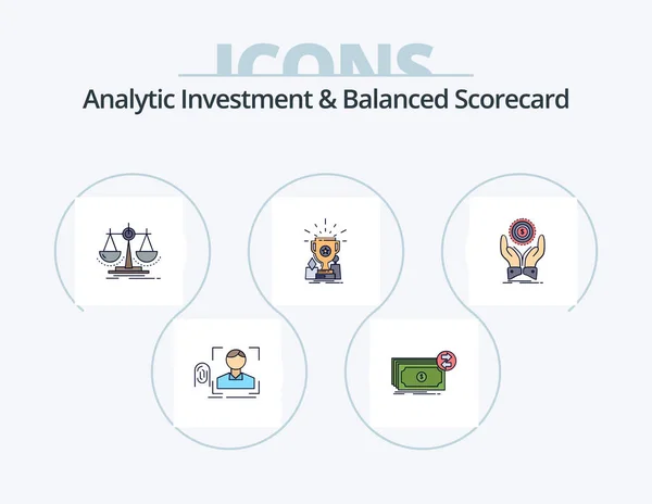 Analytic Investment Balanced Scorecard Line Filled Icon Pack Icon Design — Vector de stock