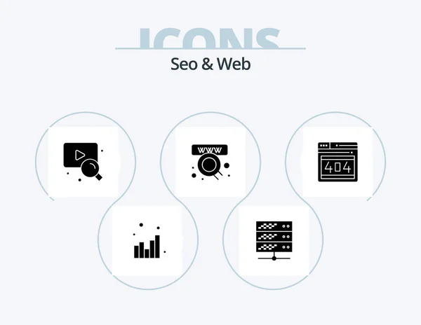 Seo Web Glyph Icon Pack Icon Design Webpage Seo Web — Stockvector