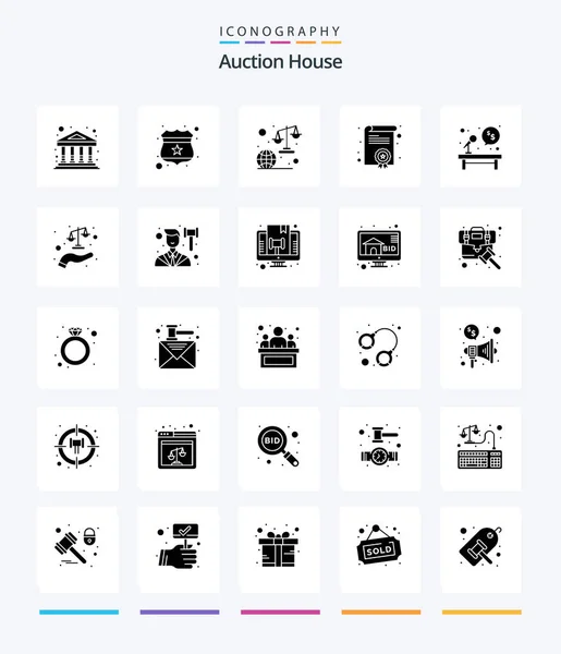 Creative Auction Glyph Solid Black Icon Pack Election Diploma Global — Image vectorielle