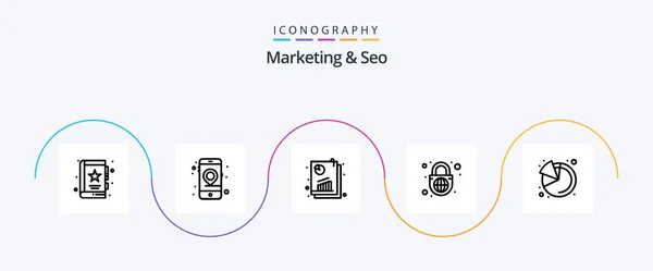 Marketing Seo Line Icon Pack Including Globe Lock Globe Seo — Stok Vektör