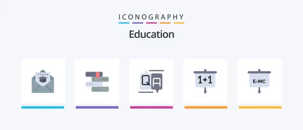 Education Flat Icon Pack Including Education School Chat Presentation Chart — Stockvector