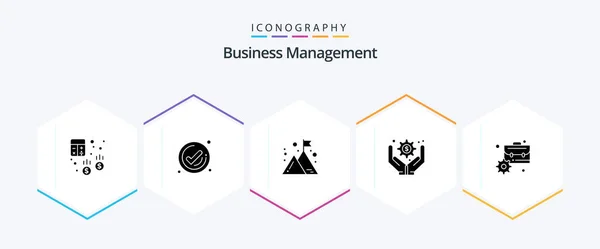 Business Management Glyph Icon Pack Including Business Business Operations Check — Stock Vector