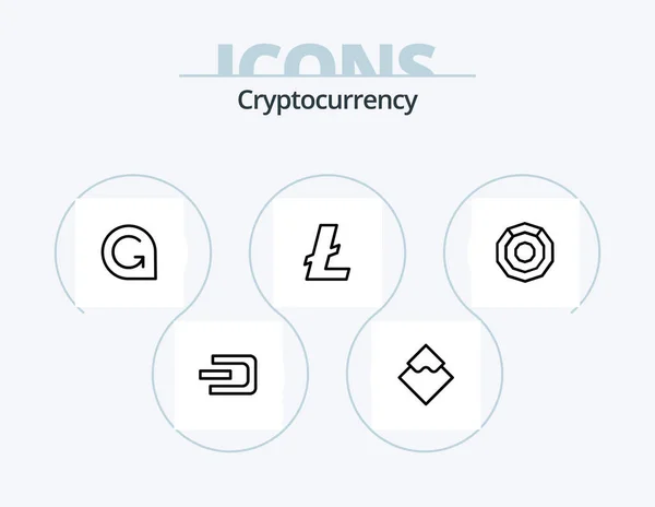 Cryptocurrency Line Icon Pack Icon Design Coin Crypto Currency Coin — Stockový vektor
