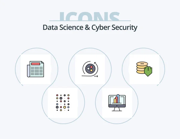 Data Science Cyber Security Line Filled Icon Pack Icon Design — Stok Vektör