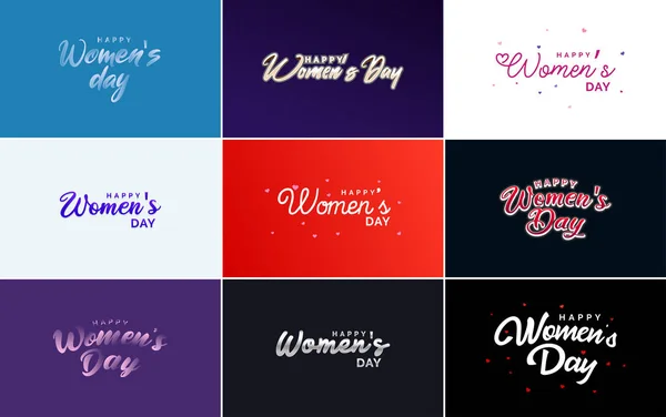 ピンクハッピー女性の日国際女性の日のコンセプトミニマリズムデザインで使用するためのタイポグラフィの要素 ベクトルイラスト — ストックベクタ