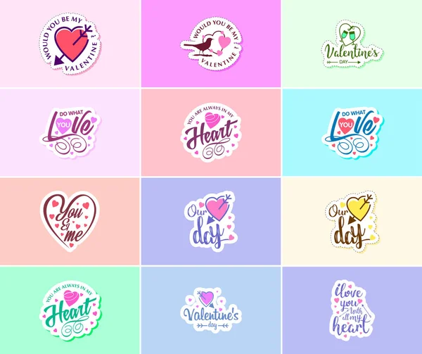 Celebrate Love Stunning Valentine Day Graphics Stickers — Stock vektor