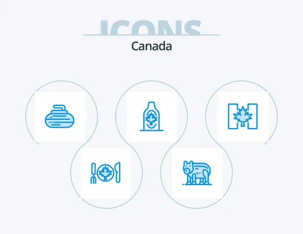 Canada Blue Icon Pack Icon Design Flag Leaf Bowls Canada — 图库矢量图片