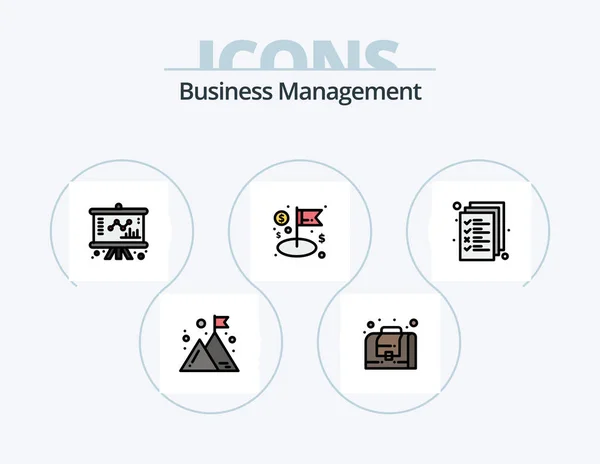 Business Management Line Filled Icon Pack Icon Design File Business — Archivo Imágenes Vectoriales