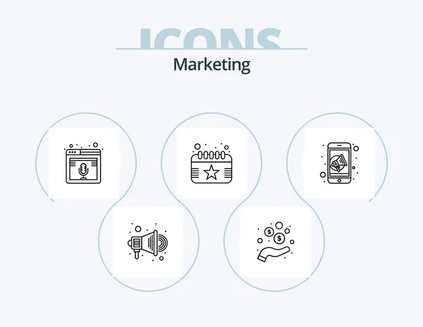 Marketing Line Icon Pack Icon Design News Ads Media Solution — Archivo Imágenes Vectoriales