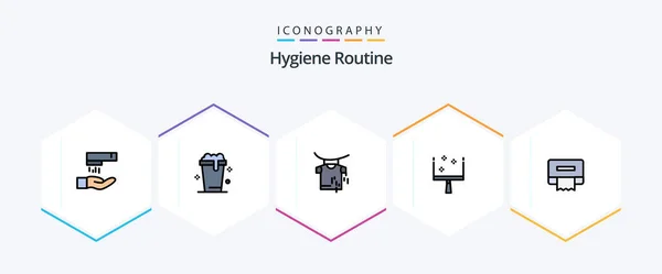 Hygiene Routine Filledline Icon Pack Including Tissue Drying Paper Sweep — Stockvector