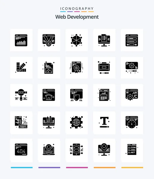 Creative Web Development Glyph Solid Black Icon Pack Flowchart Web — Vetor de Stock