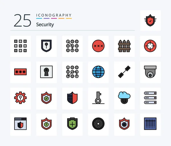 Security Line Filled Icon Pack Including Home Security Code Secure — Wektor stockowy