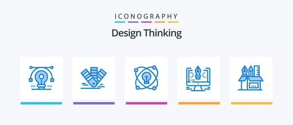 Design Thinking Blue Icon Pack Including Software Drawing Pms Pen — Vetor de Stock