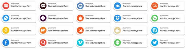Customizable Social Media Follow Icons Literature Odnoklassniki Whatsapp Tinder Icons — Stok Vektör