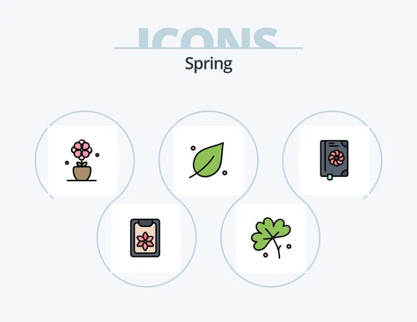 Spring Line Filled Icon Pack Icon Design Leaf Spring Anemone — Wektor stockowy