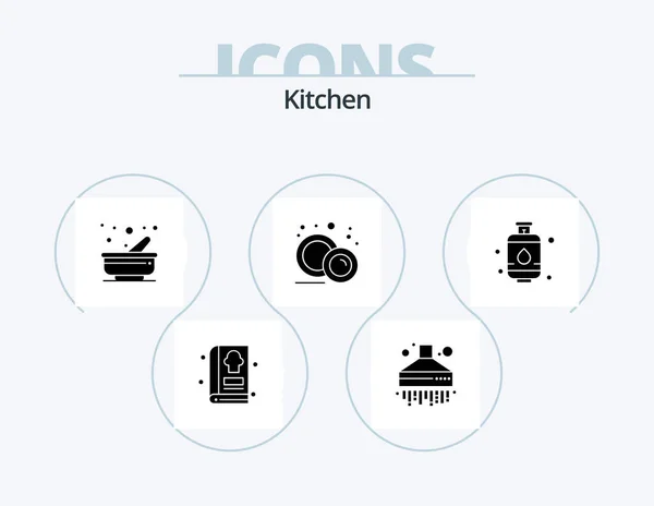 Kitchen Glyph Icon Pack Icon Design Kitchen Cylinder Kitchen Plate — Stock Vector