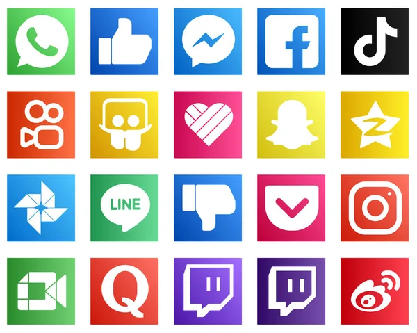 Social Media Icons All Your Needs Snapchat Slideshare Kuaishou China — Stockvector