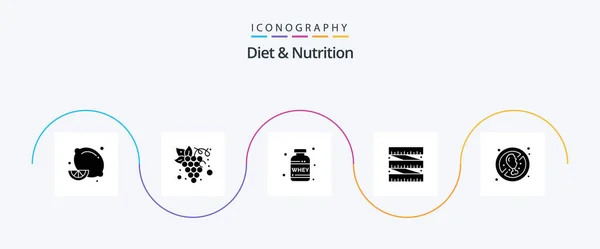Diet Nutrition Glyph Icon Pack Including Food Meat Nutrition Waist — Διανυσματικό Αρχείο