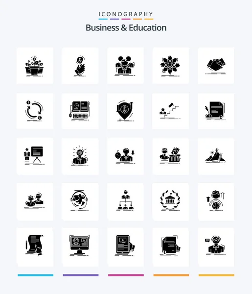 Creative Business Education Glyph Solid Black Icon Pack Chemistry Atom — Image vectorielle