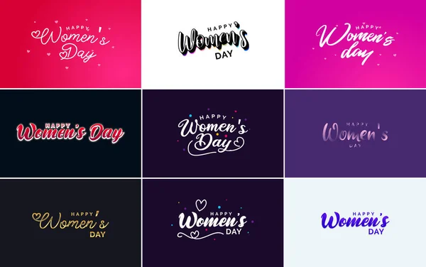 Happy Women Day Greeting Card Template Hand Lettering Text Design — Stockový vektor