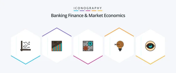 Banking Finance Market Economics Filledline Icon Pack Including Profit Making — Stock vektor