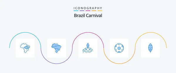 ブラジルカーニバルブルー5アイコンパックが含まれます インクだ ベジタリアン スポーツ — ストックベクタ