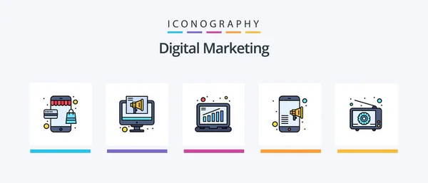 Digital Marketing Line Filled Icon Pack Including Idea Marketing Premium — Vettoriale Stock