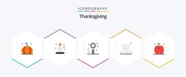 Thanks Giving Flat Icon Pack Including Glass Celebrate Night Alcohol — Vettoriale Stock