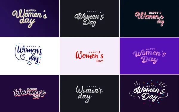International Women Day Vector Hand Written Typography Background — Stockvektor