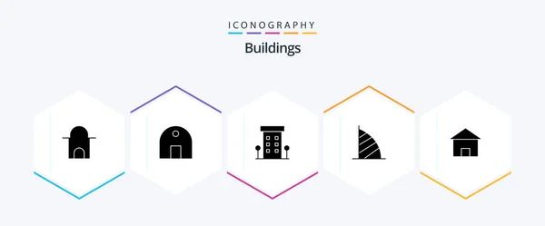 Buildings Glyph Icon Pack Including Uae Monument Dubai Real Estate — Archivo Imágenes Vectoriales