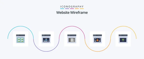 Website Wireframe Flat Icon Pack Including Web Internet Website Text — Wektor stockowy