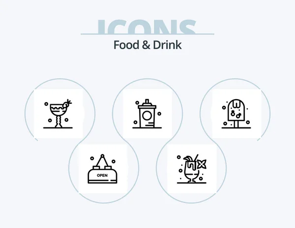 Food Drink Line Icon Pack Icon Design Drink Glass Water — Stok Vektör