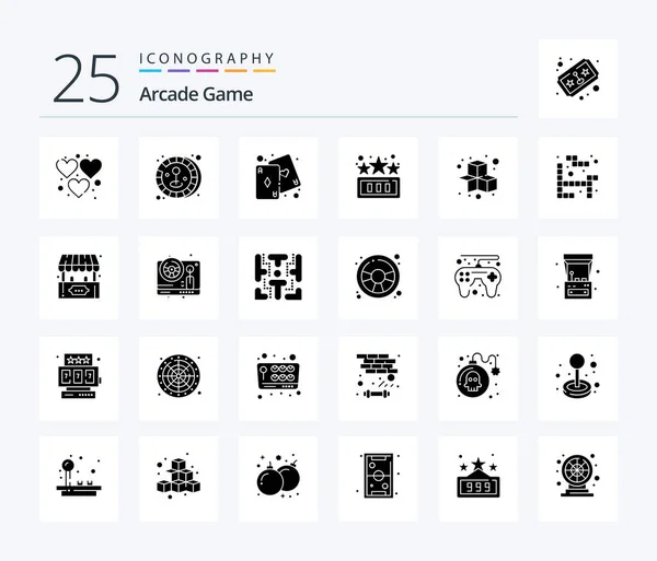 Arcade Solid Glyph Icon Pack Including Game Cubes Fun Play — Stockvector