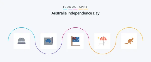 Australia Independence Day Flat Icon Pack Including Summer Bench Travel — Stok Vektör