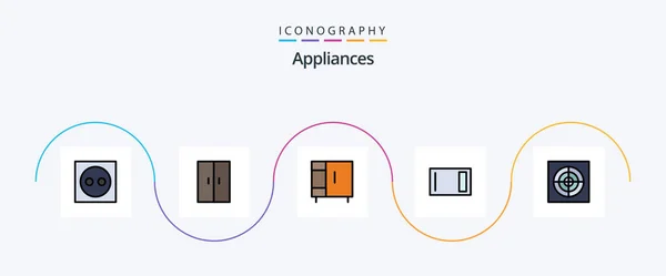 Appliances Line Filled Flat Icon Pack Including Extractor Wardrobe Bathroom — Stok Vektör