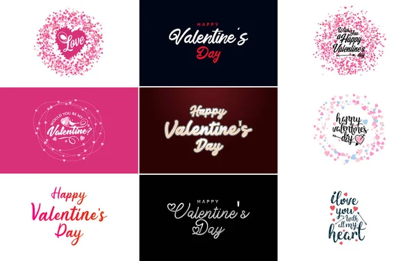 Happy Valentine Day Greeting Card Template Floral Theme Pink Color — 图库矢量图片