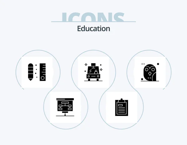 Education Glyph Icon Pack Icon Design School Transport Paper Shuttle — Image vectorielle