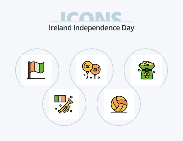 Ireland Independence Day Line Filled Icon Pack Icon Design Hat — Stock Vector