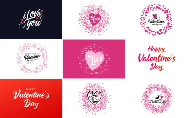 Happy Valentine Day Typography Poster Handwritten Calligraphy Text Isolated White — Διανυσματικό Αρχείο